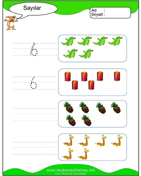 okul öncesi 1 sayısı çizgi çalışması